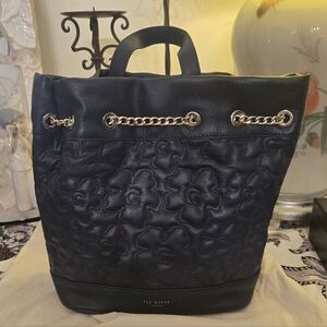 Ted Baker Dark Blue Floral Quilted Backpack